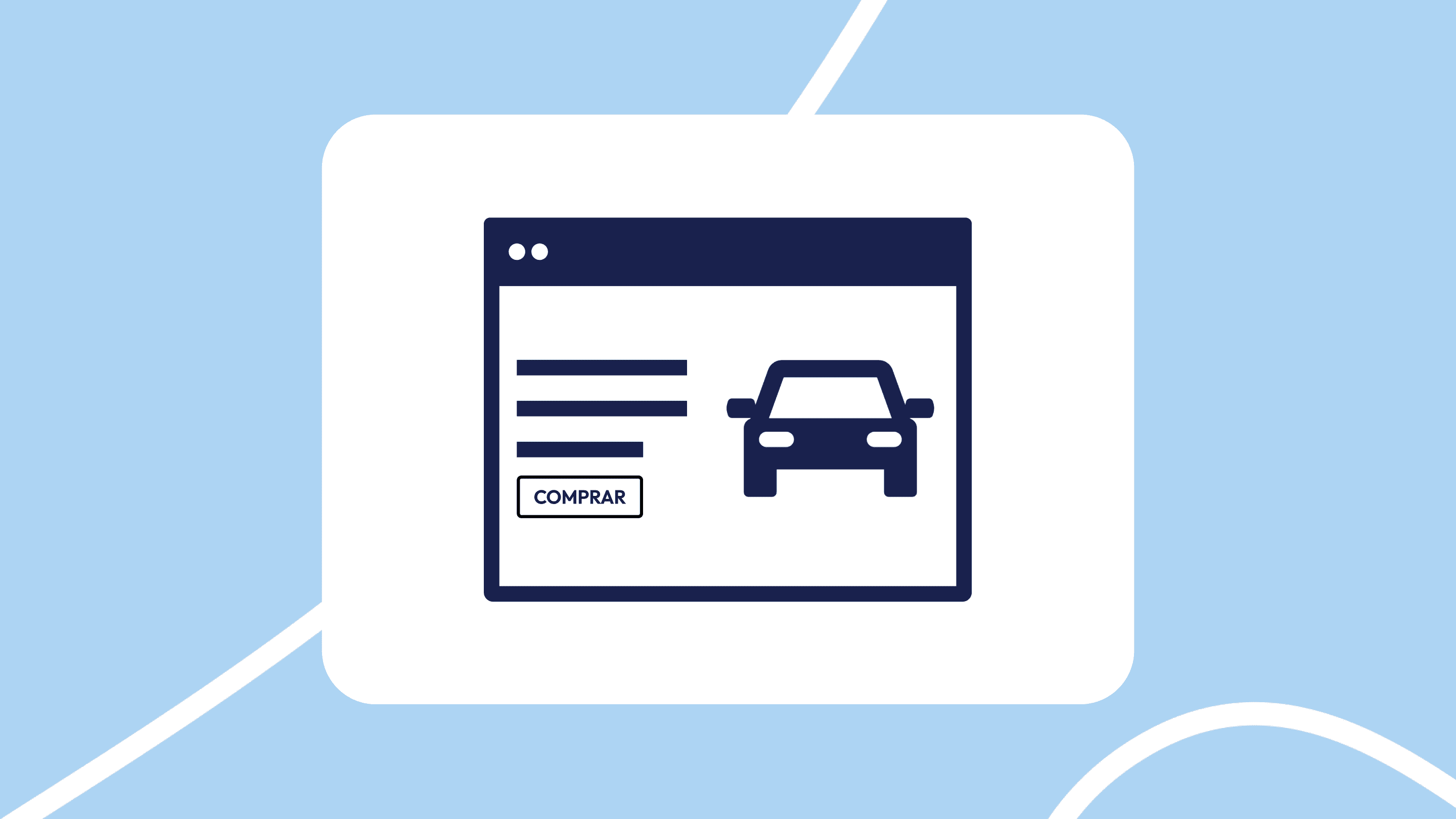 Ilustración de un anuncio de coche en una página web de compraventa, con foto del vehículo y un botón de ‘Comprar’.