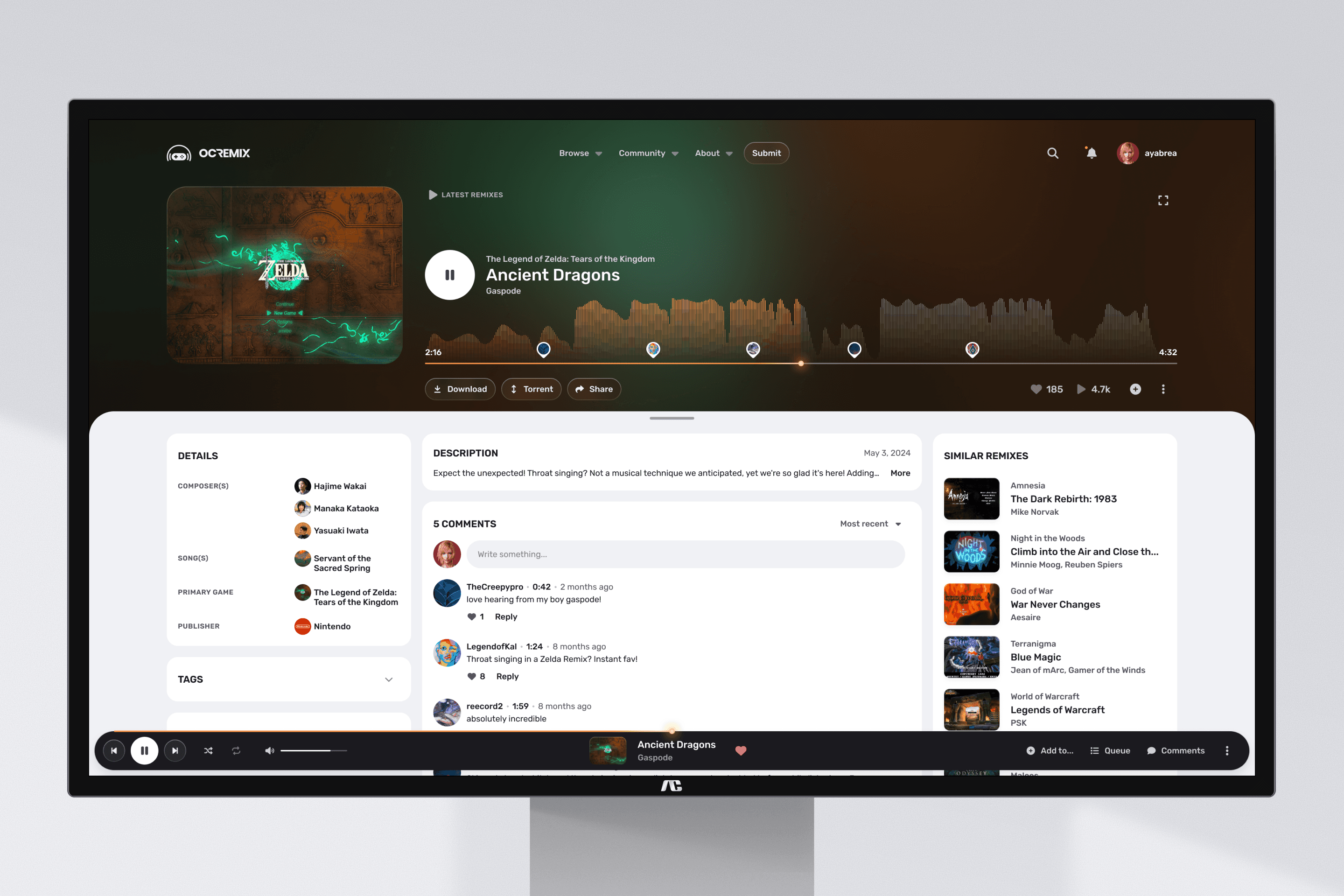 ReMix detail page shown in a desktop display.