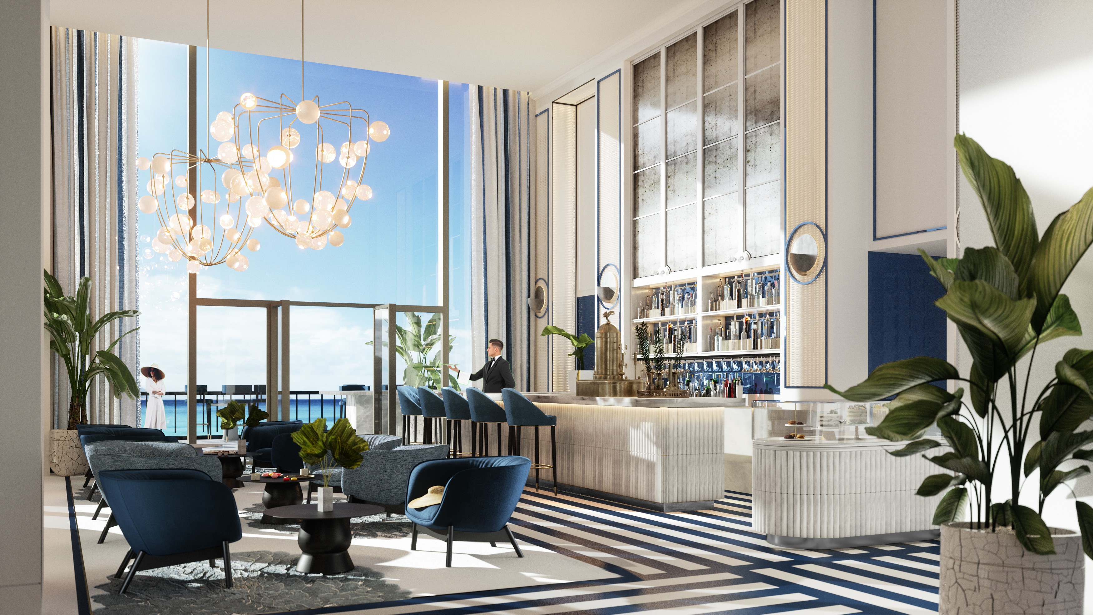 Interior render, public lounge area