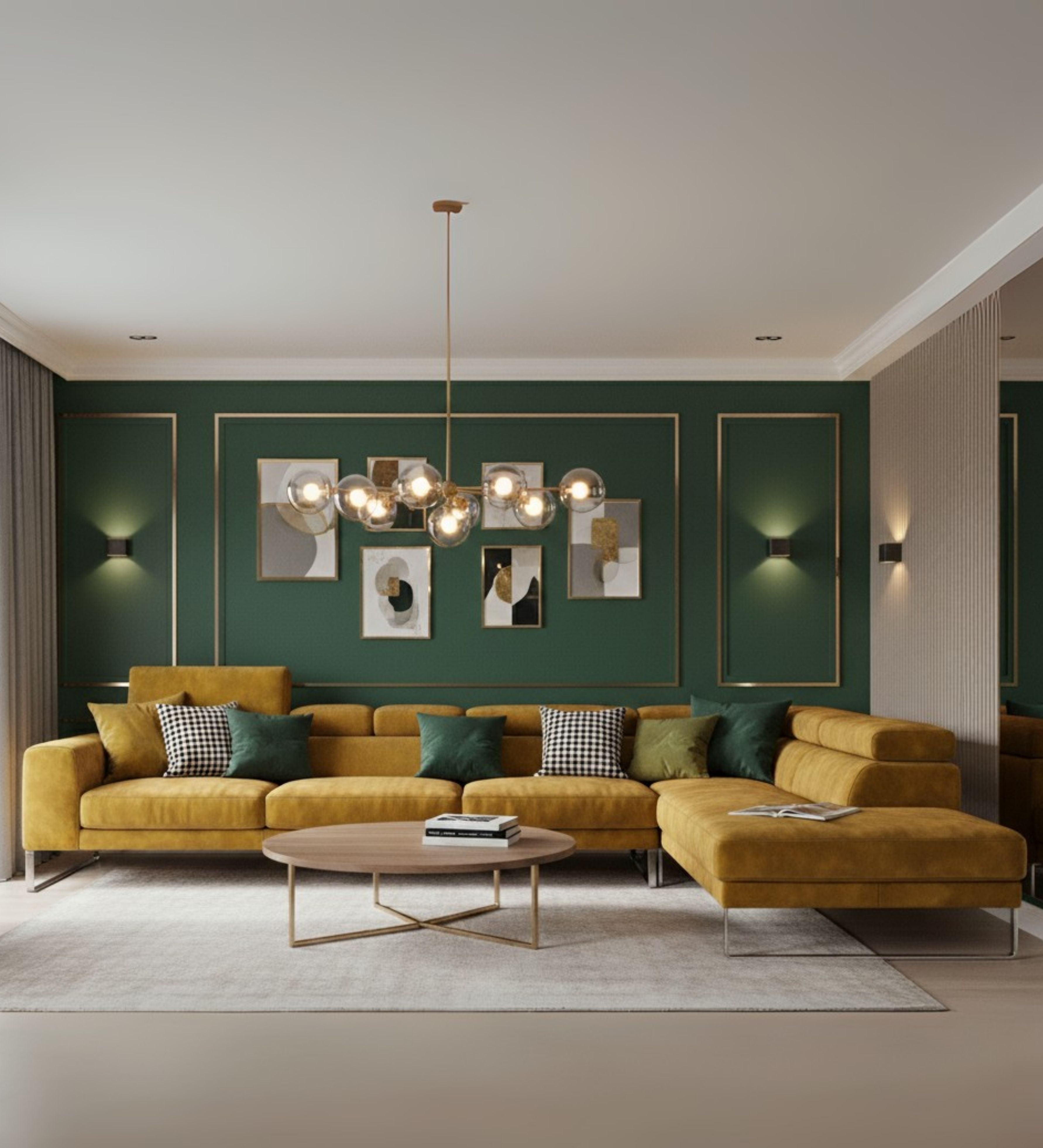 Statement sectional sofa in rich tones with bold, luxurious styling