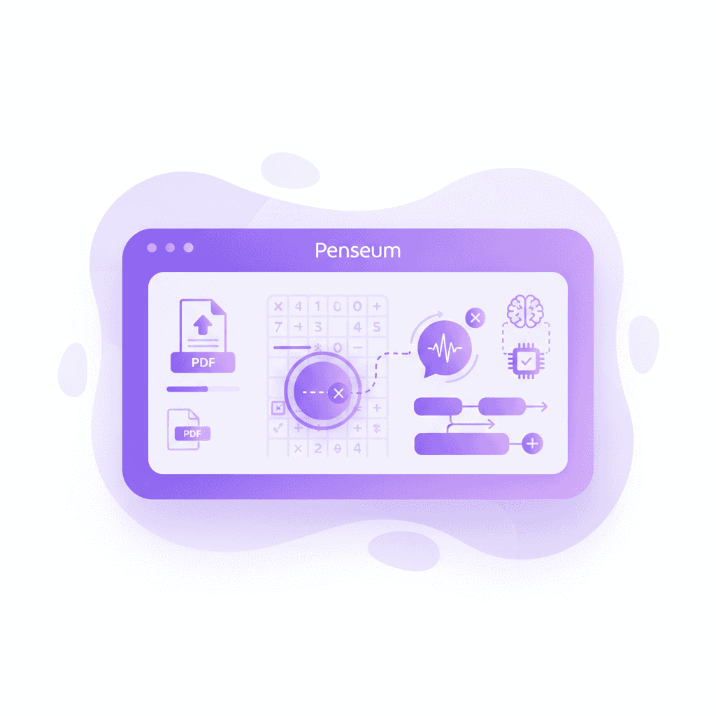 Penseum interface highlighting step-by-step math problem corrections