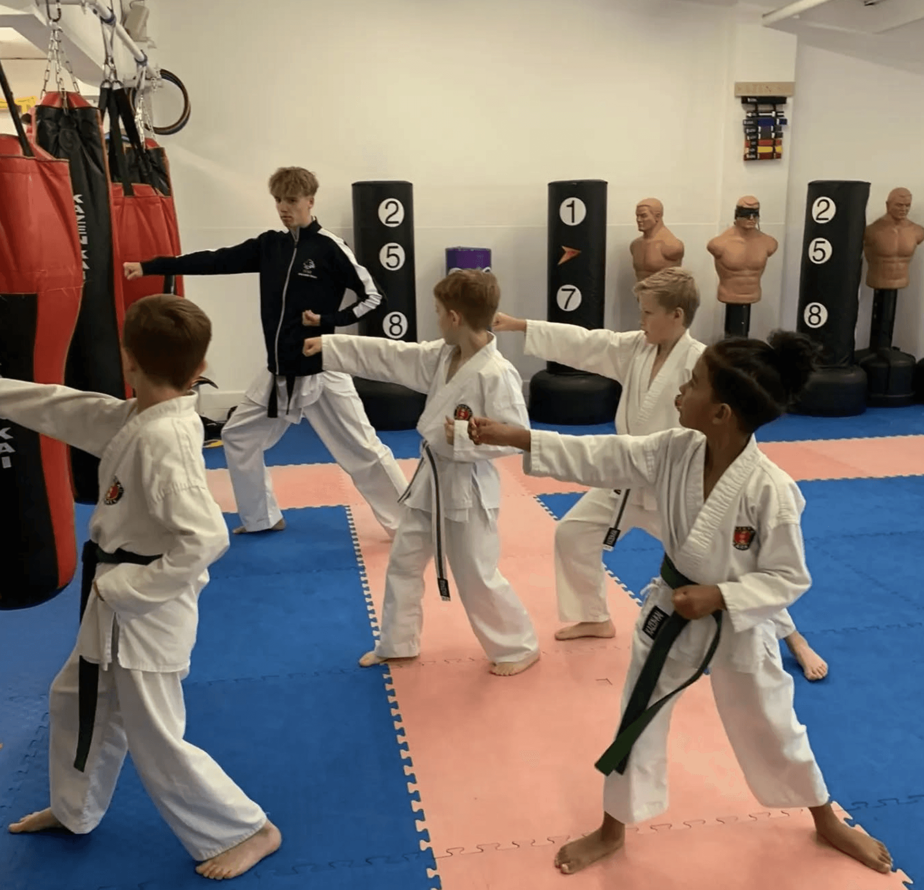 children participating in martial art sparring