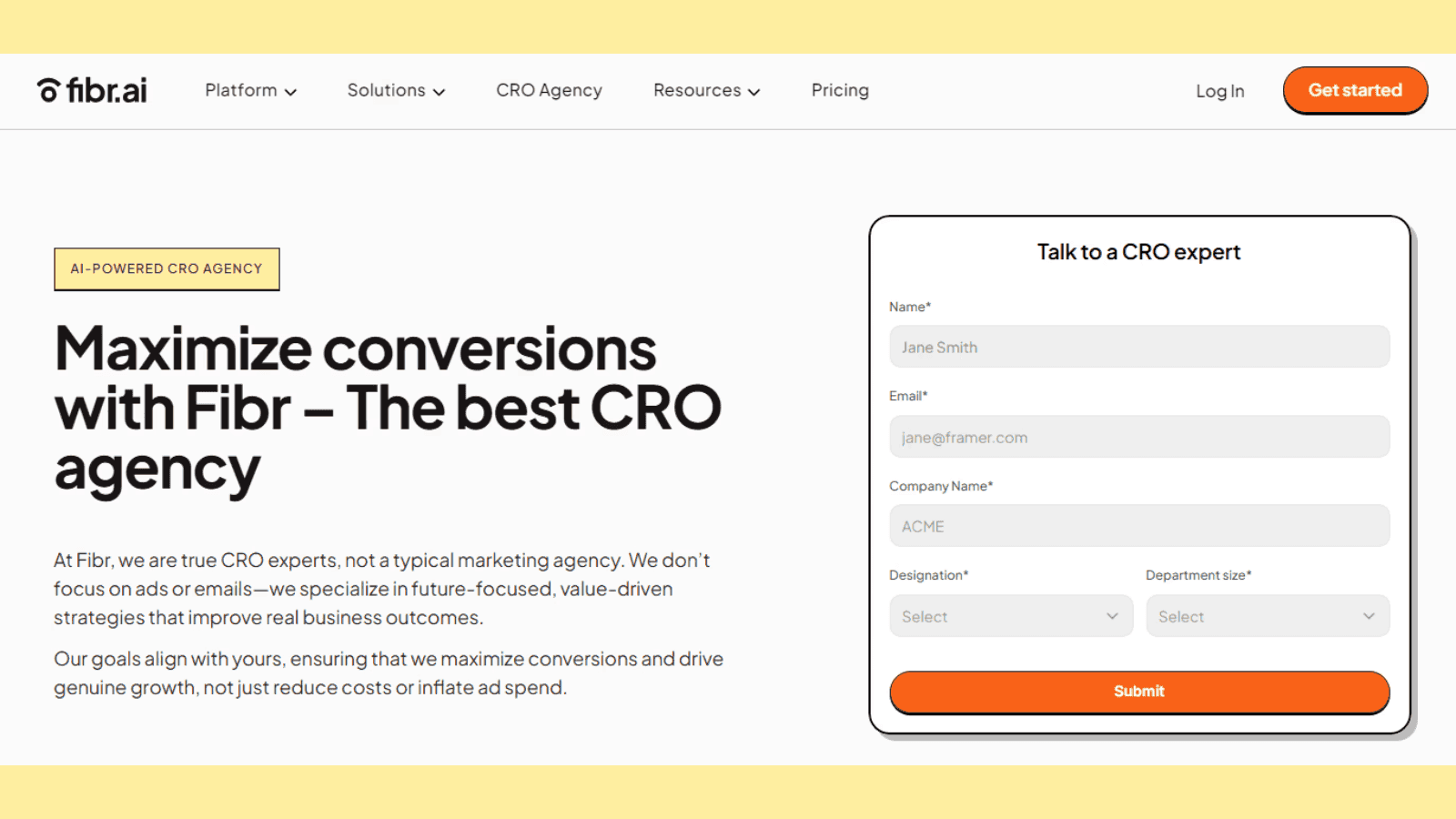 Fibr AI CRO landing page: a reliable tool for conducting a CRO audit