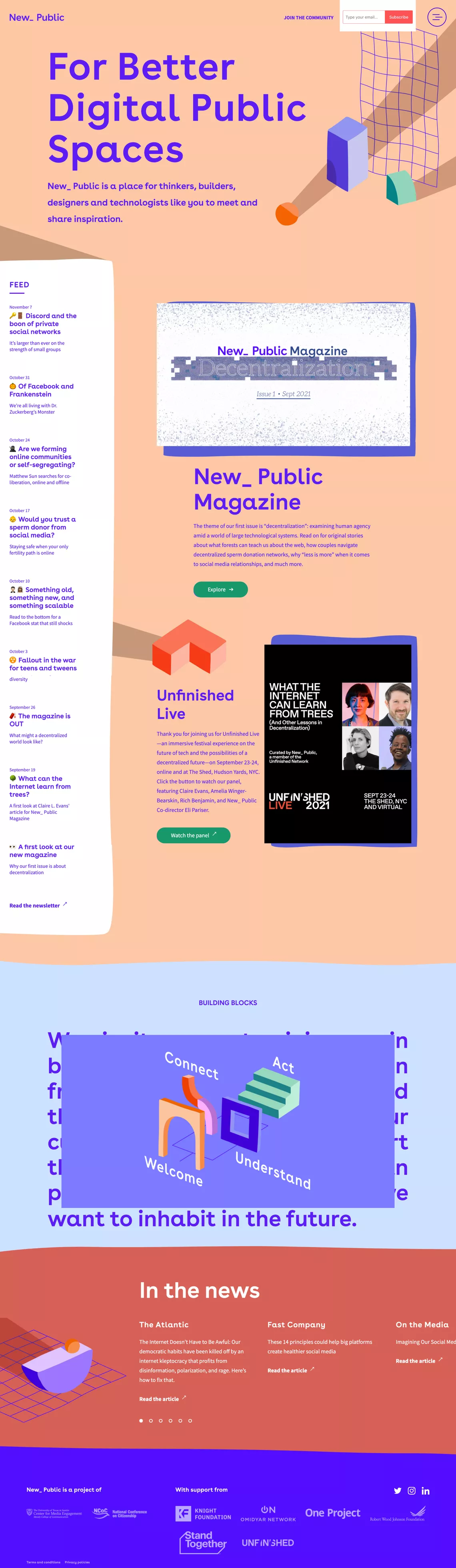 New_ Public - For Better Digital Public landing page screenshot showcasing Design and Tech design