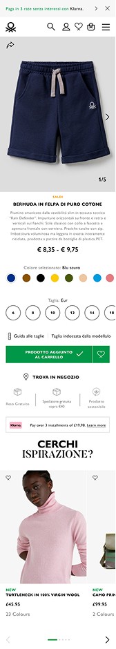 screenshot of product page with carousel placement 