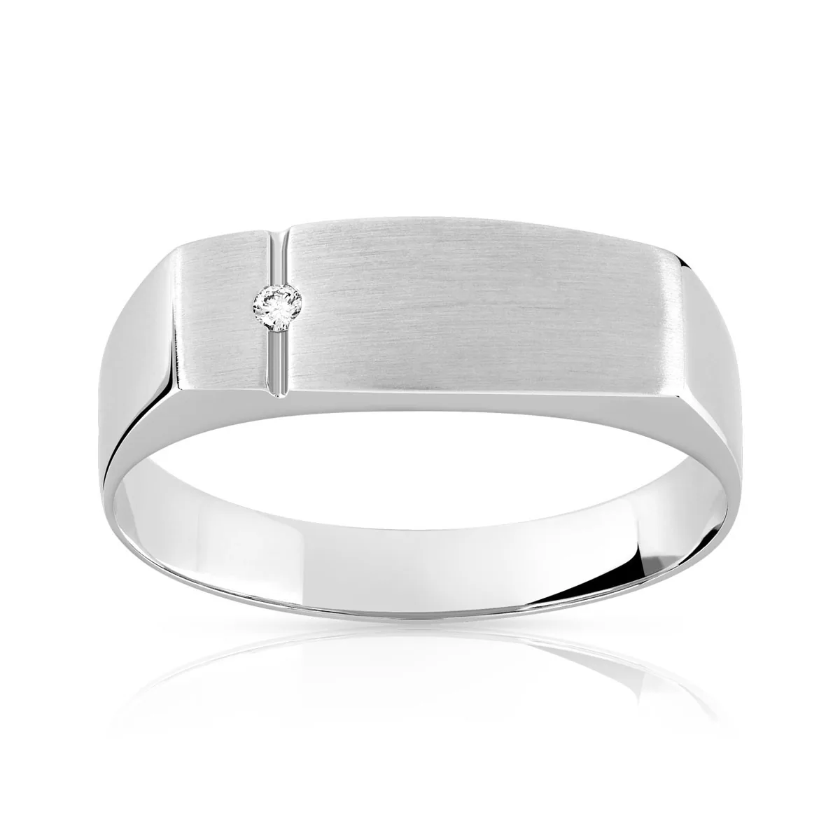 Chevalière en or blanc 750 sertie de diamants