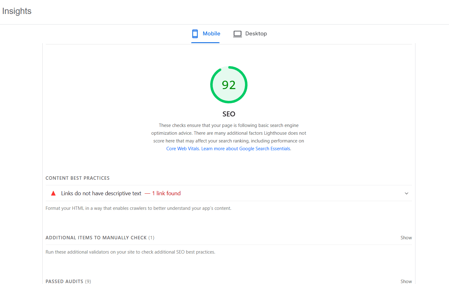 Search Engine Optimization Result