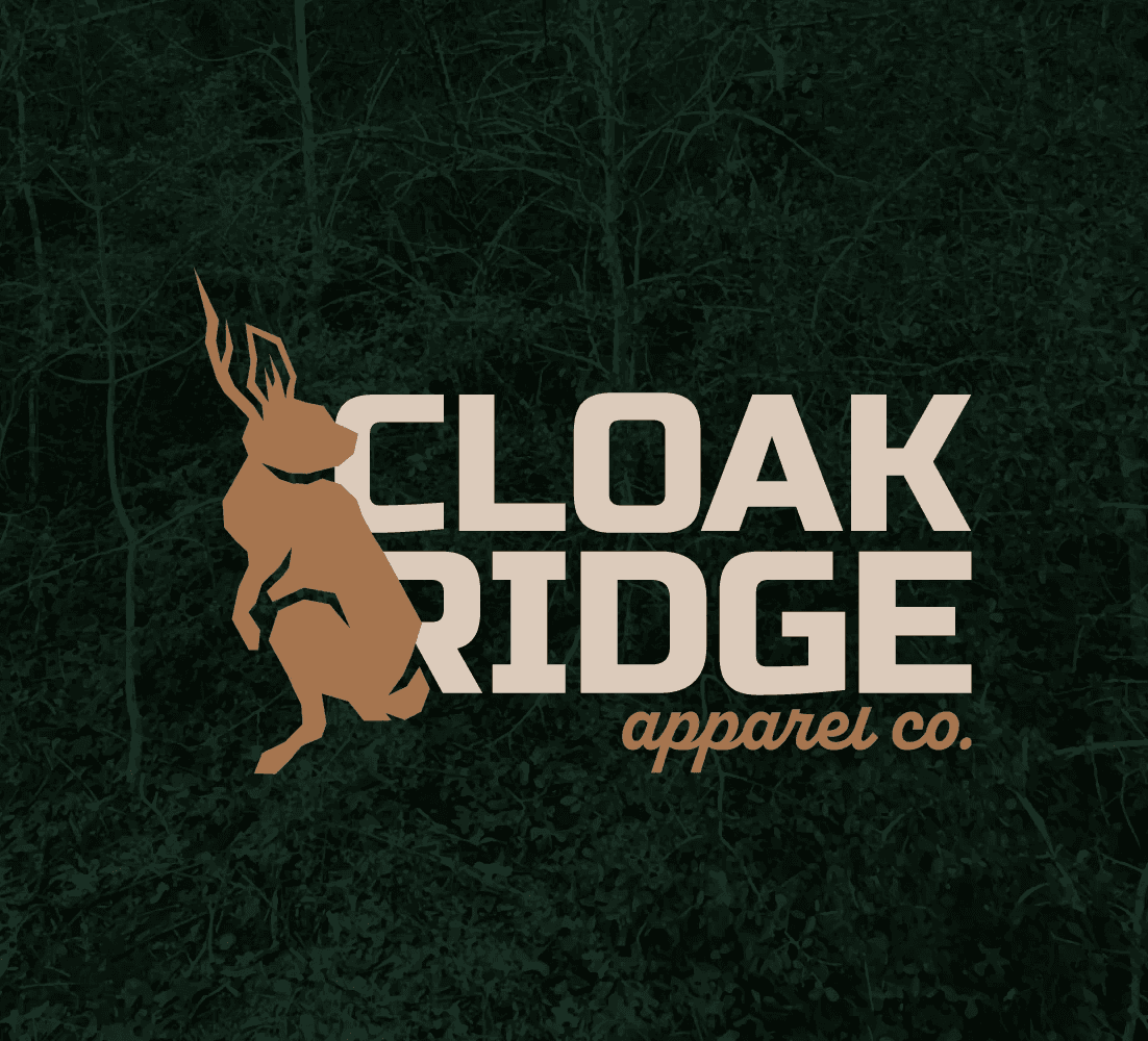 Vector logo example. Outdoor apparel outfitter logo on top of a forest background