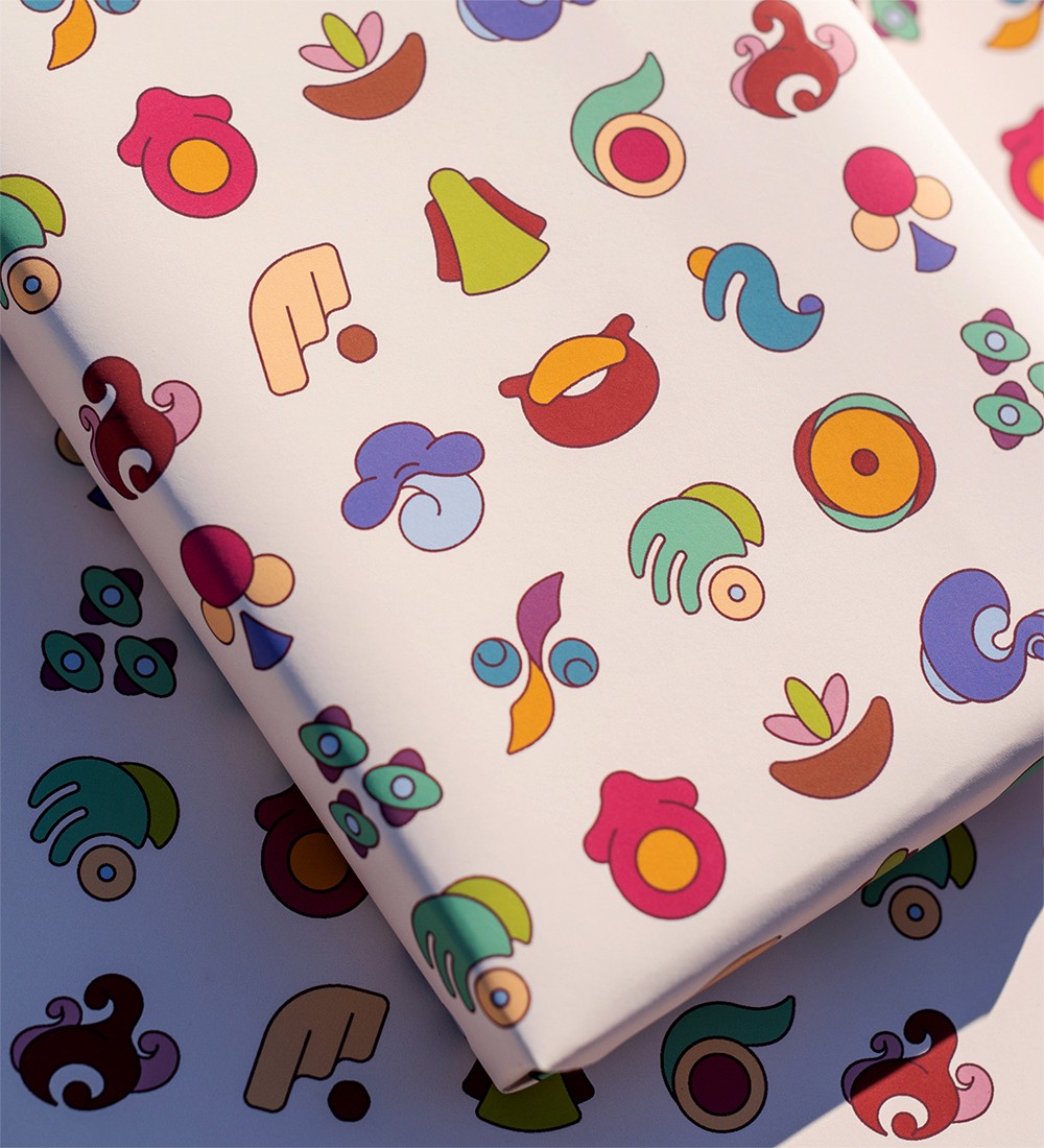 colorful pictograms based on ancient Chinese hieroglyphs