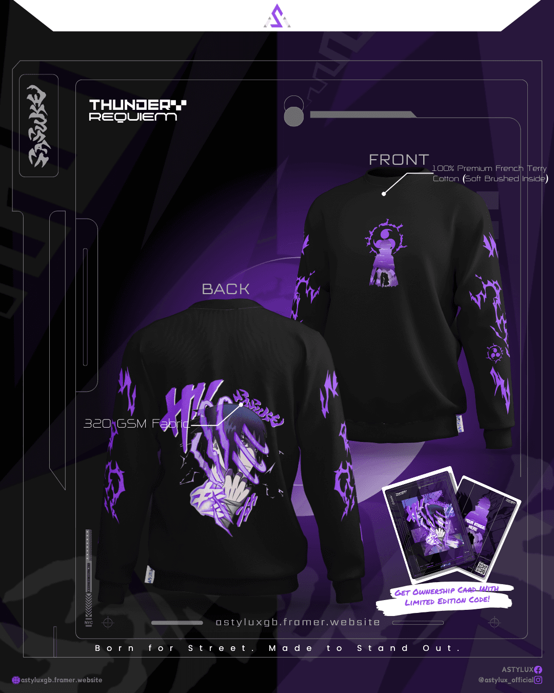 Thunder Requiem Black - Limited Edition Sasuke Inspired Sweatshirt