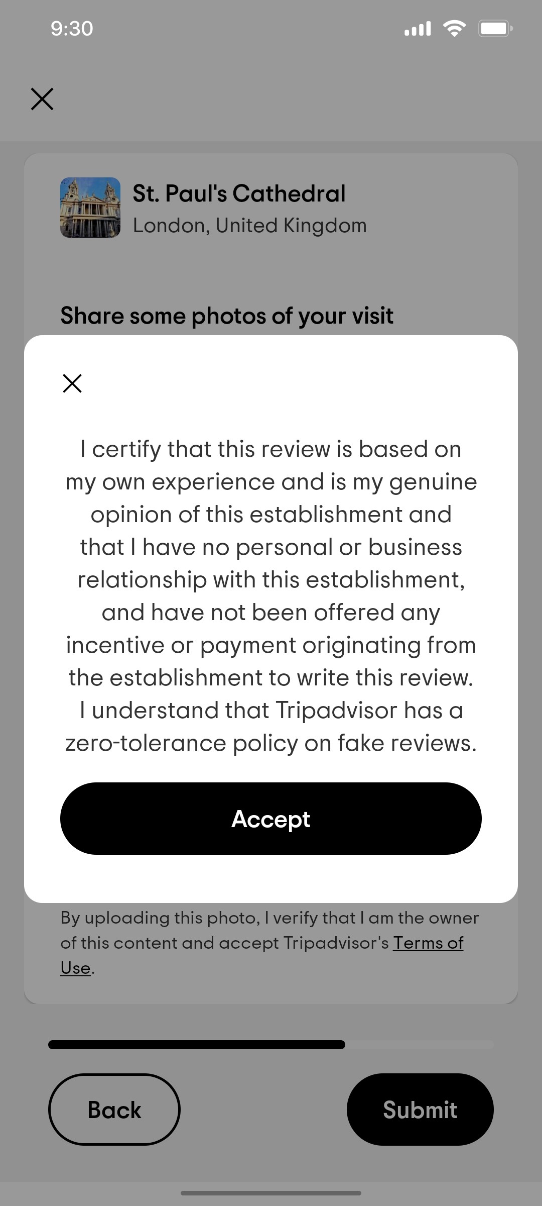 Tripadvisor Accept Page Screen