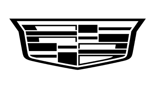 A black and white Cadillac logo horizontal and vertical lines forming a stylized shield design, set against a transparent background.