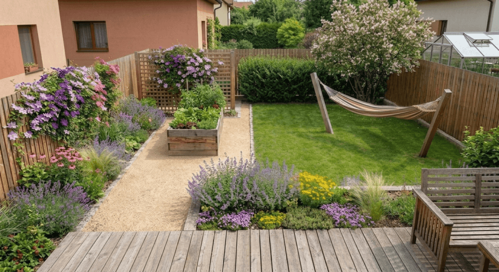 Malá zahrada u řadovky.