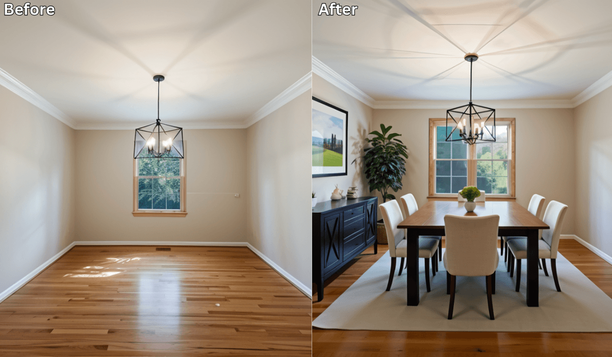 From Empty to Elegant: AI-Staged Dining Rooms That Impress Guests