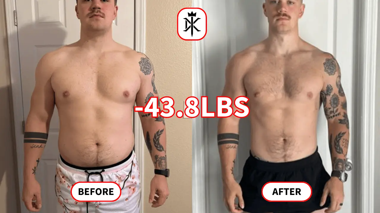 43.8lbs weight loss transformation photo with default kings