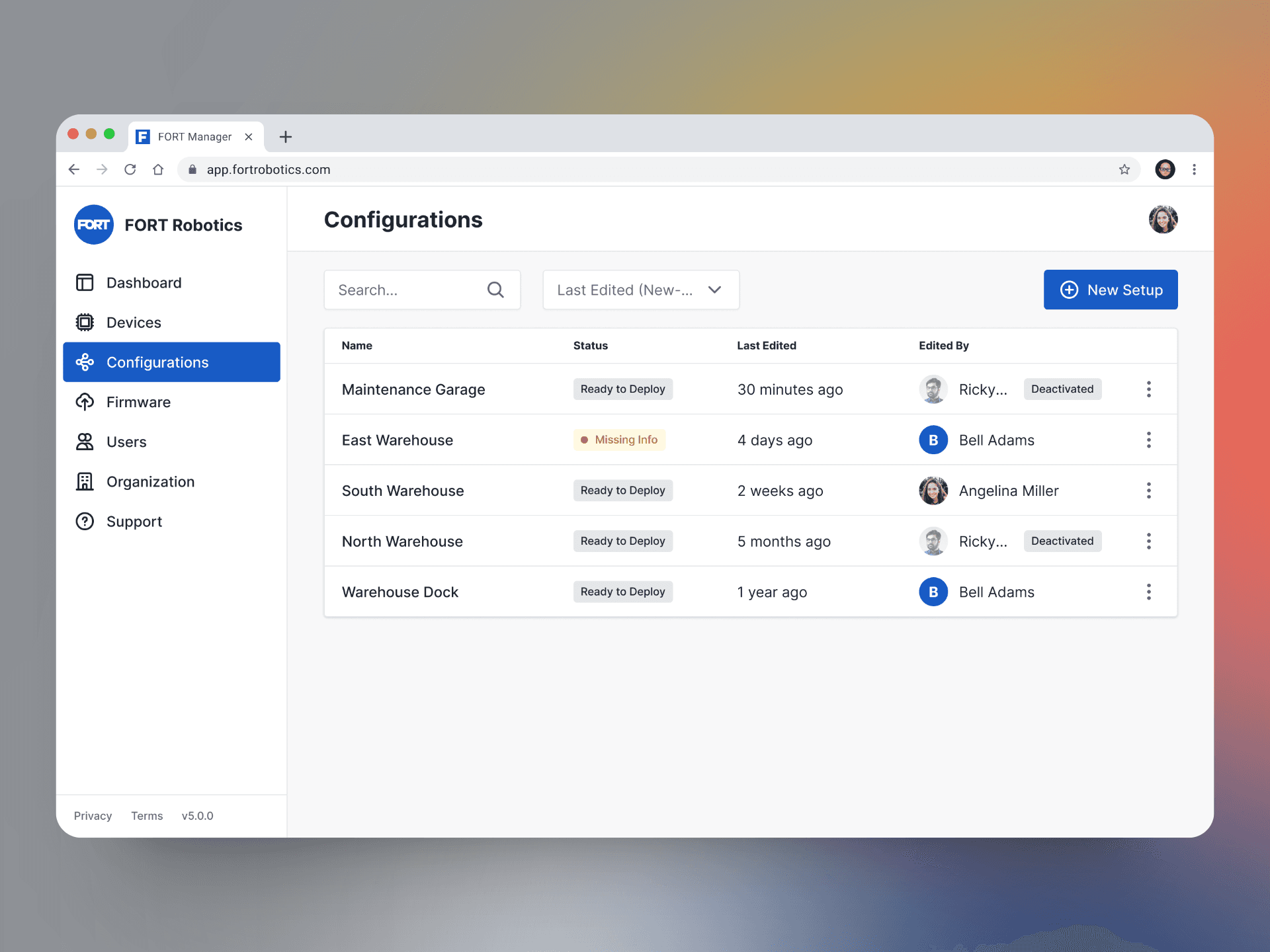 new fort manager all configurations page view