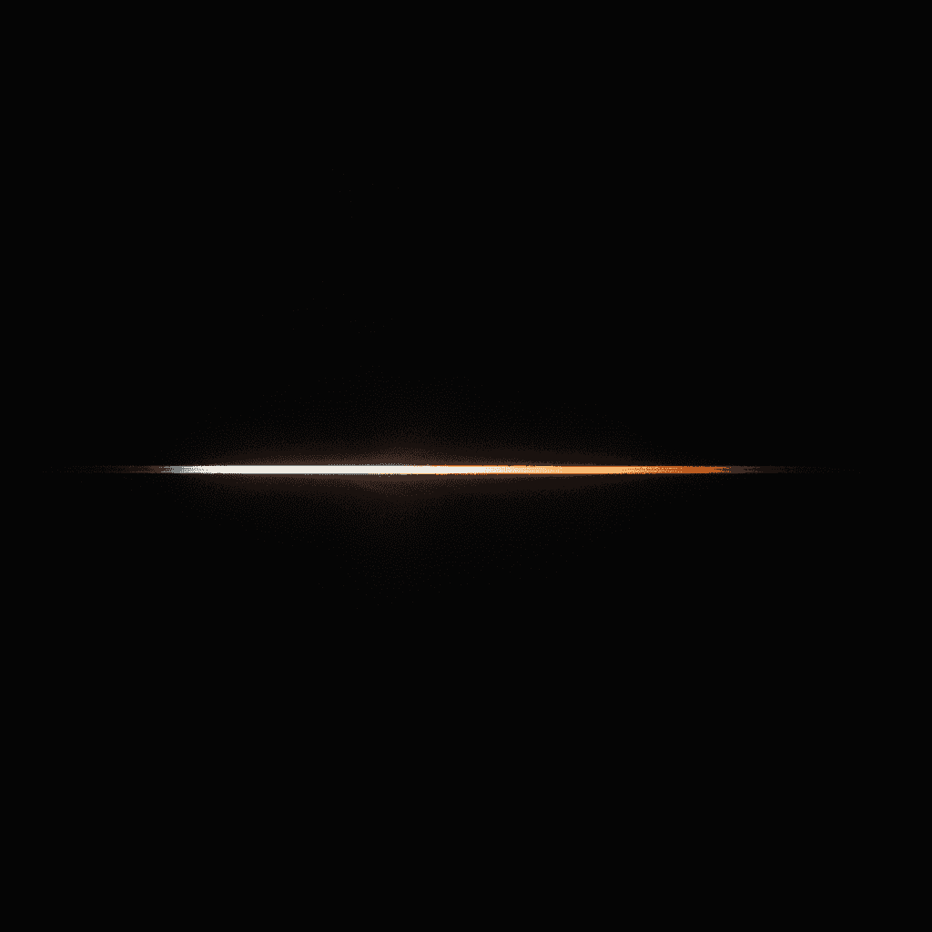 A single thin orange thread of light fading into deep black void