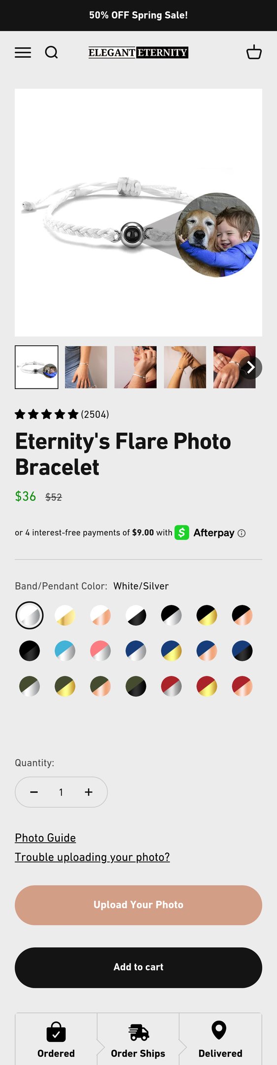Jewelry product options include: bracelet for Eternity's Flare Photo Bracelet from Elegant Eternity.