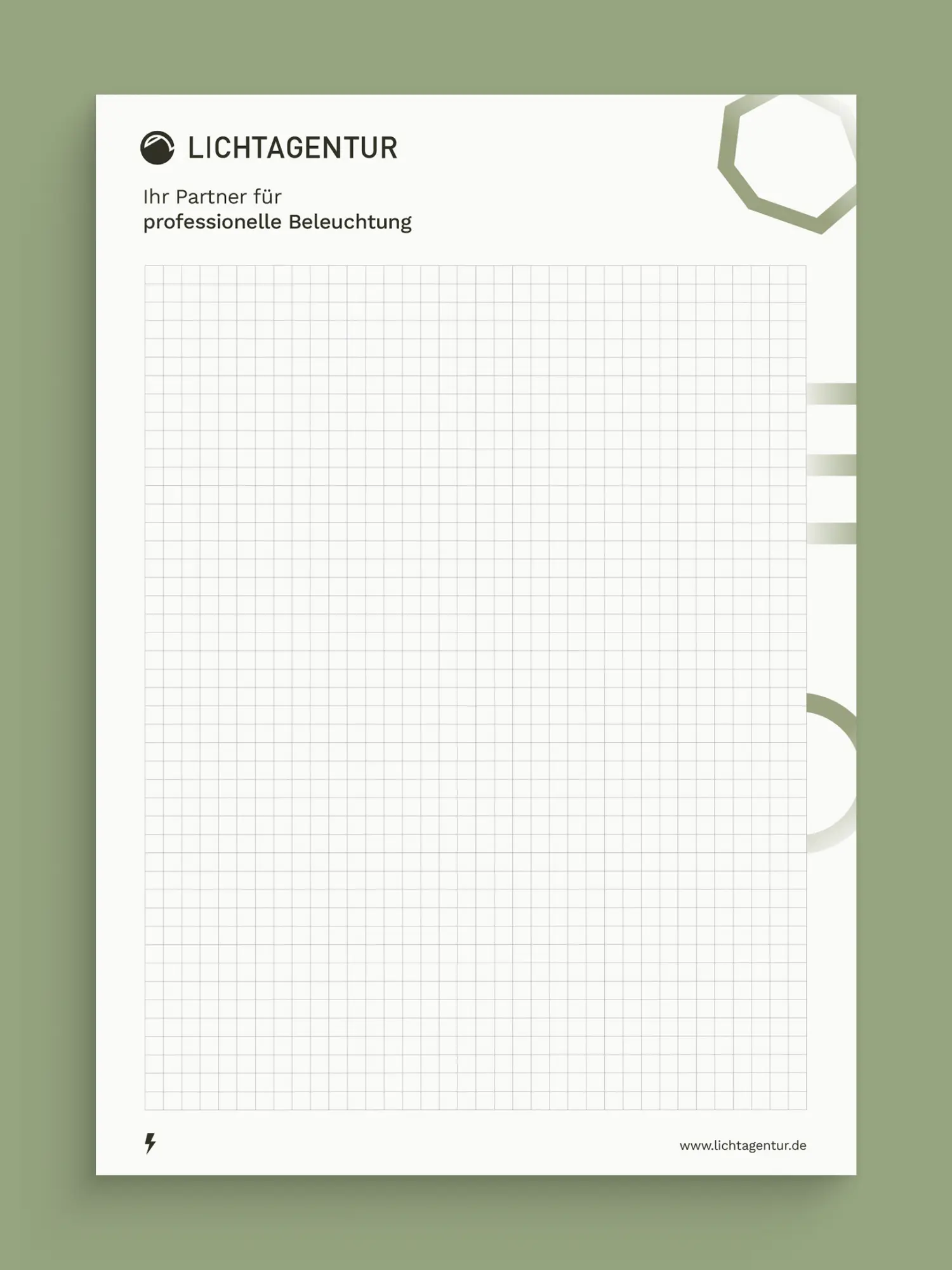 Briefpapier-Mockup mit Logo, Claim und Website lichtagentur.de