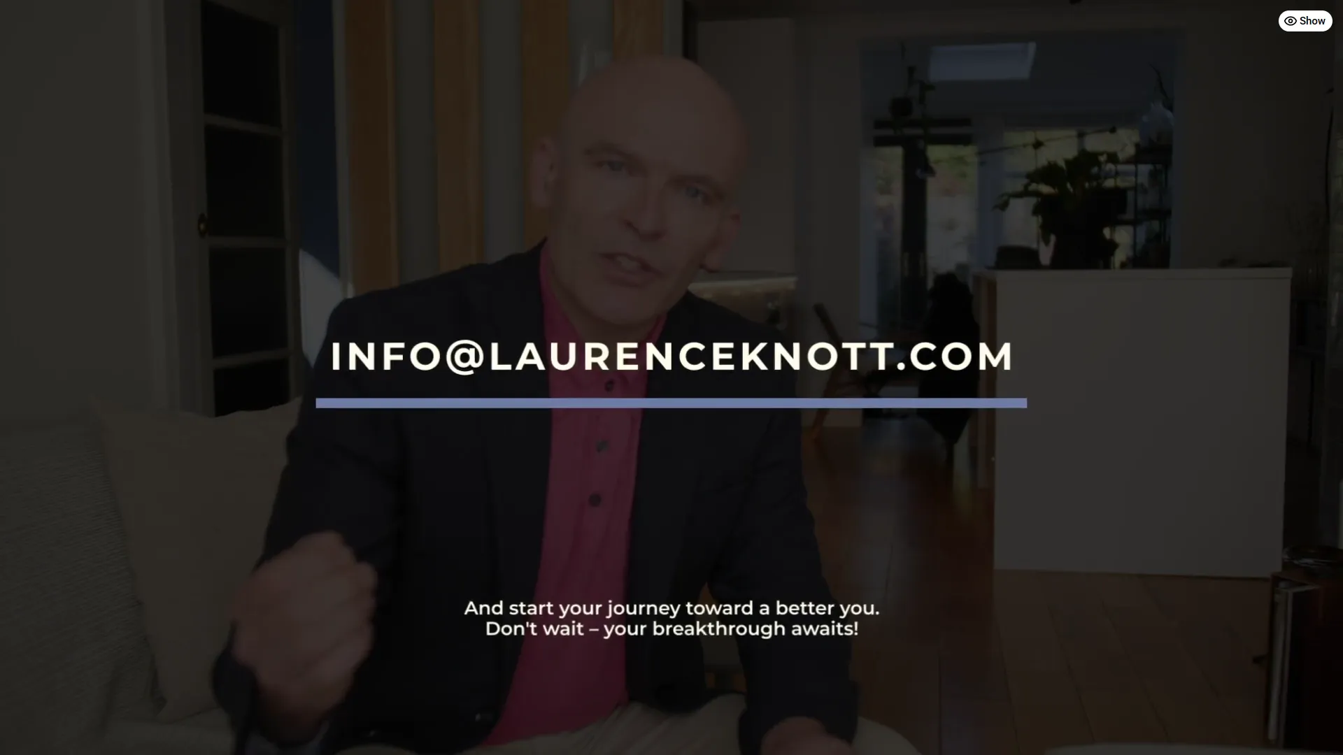 Website introduction video editing showing branded contact information for a life coach