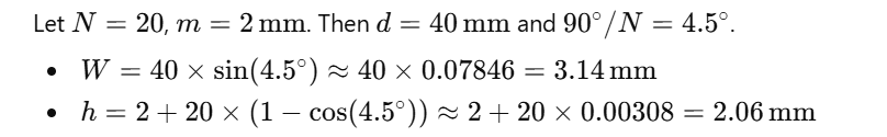 Mathematical calculations for variables W and h