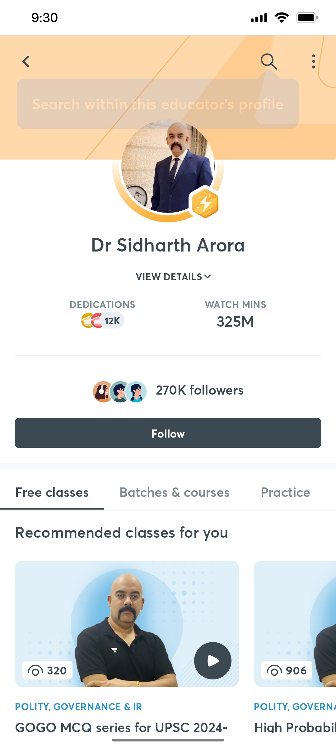 Unacademy Follow Screen