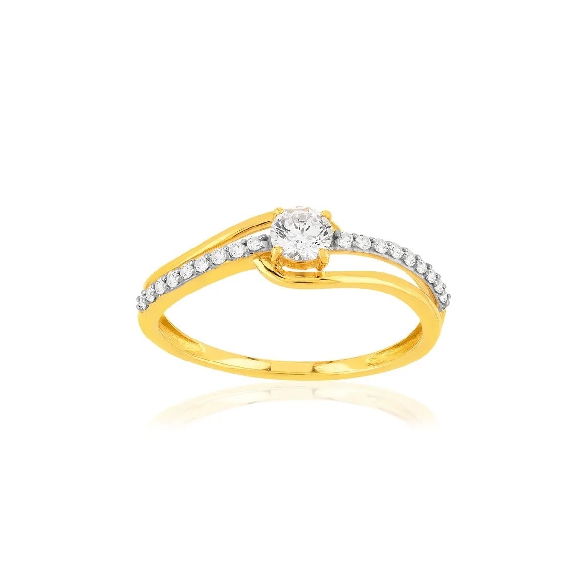 Bague en deux ors 375 sertie de oxydes de zirconium