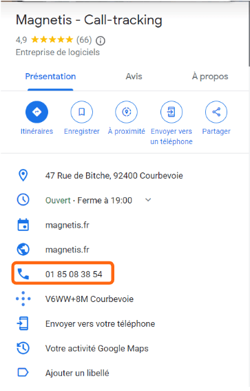 Interface de modification Google Business Profile