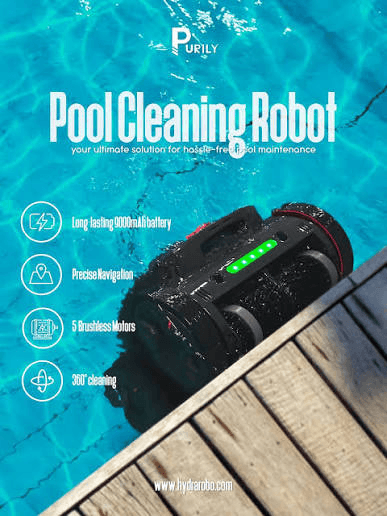 purily cordless robotic pool cleanerWall and Waterline Cleaning