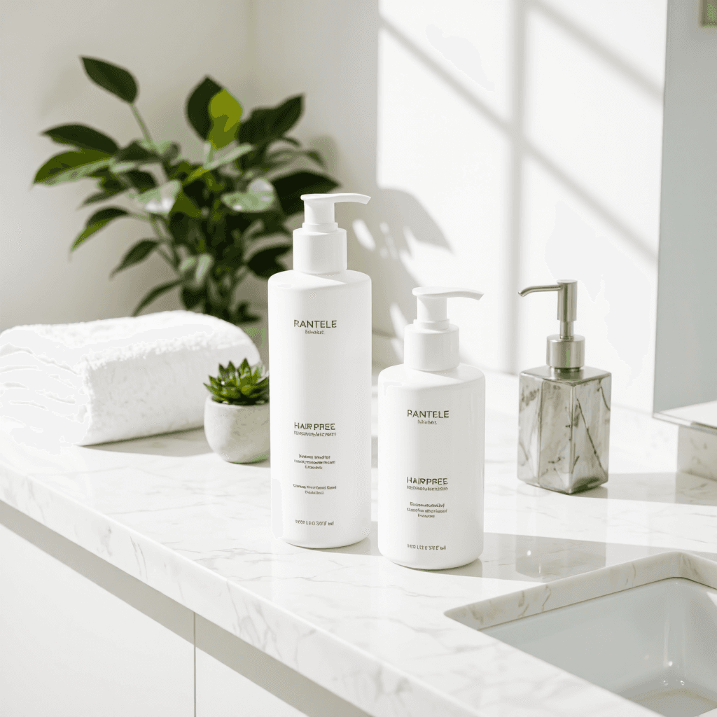 product photography of two bottles of hair treatment products