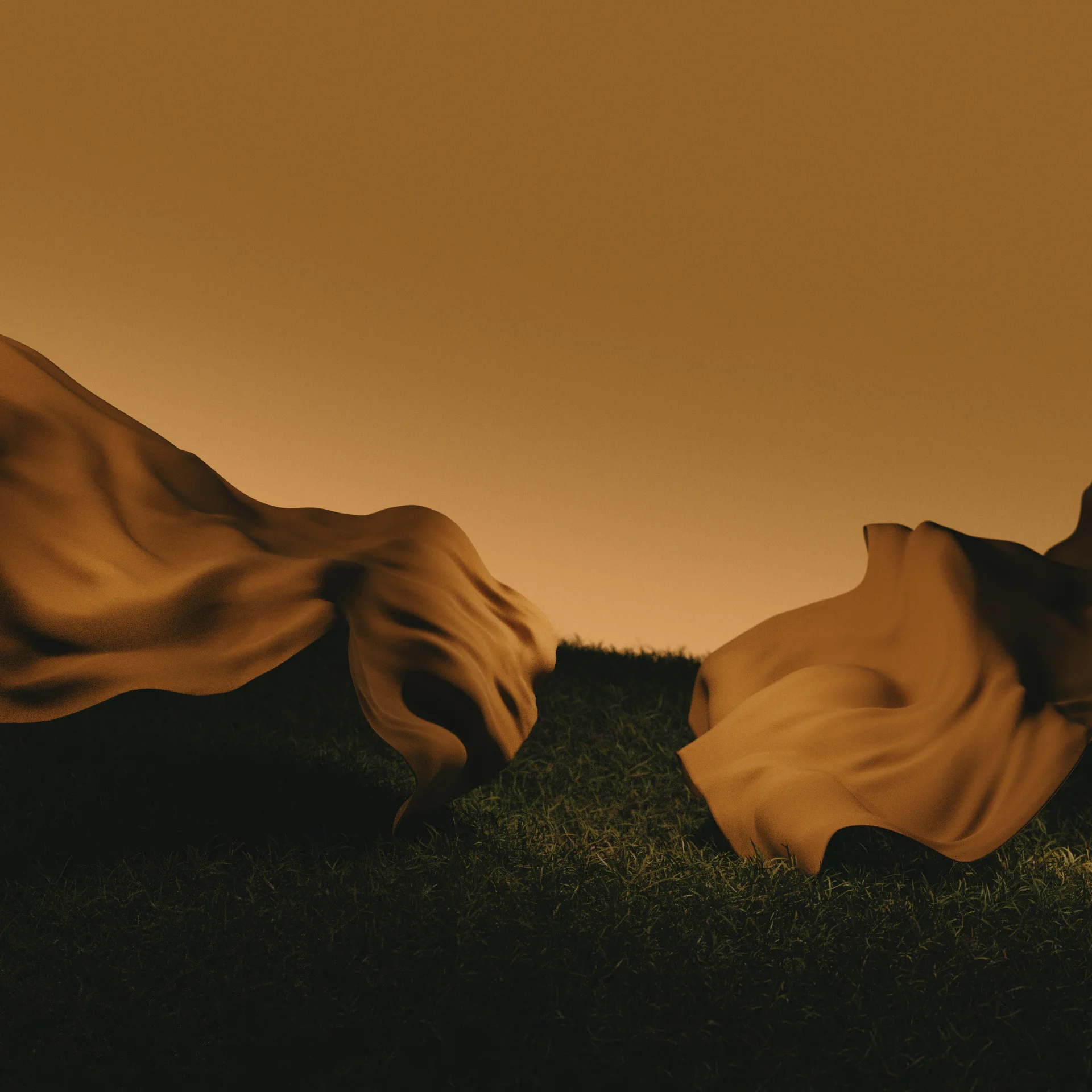 A 3d render of two bed sheets flowing in the wind in the Baroque art style.