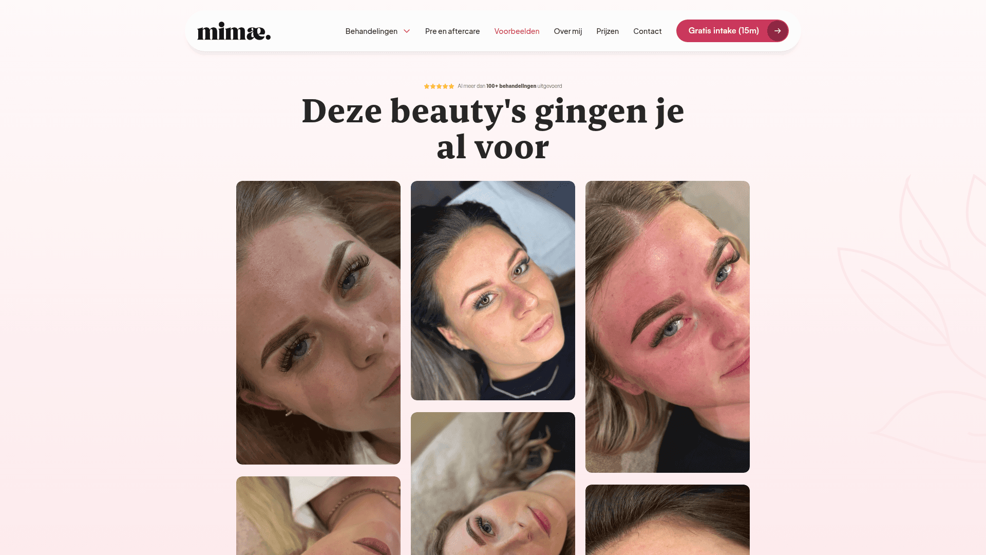 Voorbeeldenpagina van Studiomimae met genezen powder brows resultaten van cliënten