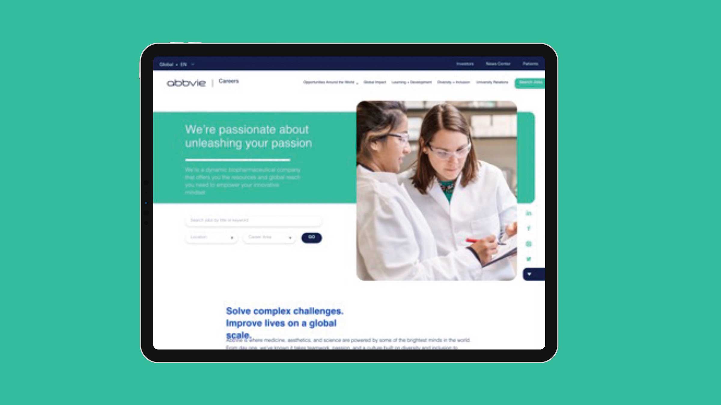 Design example of AbbVie's career site