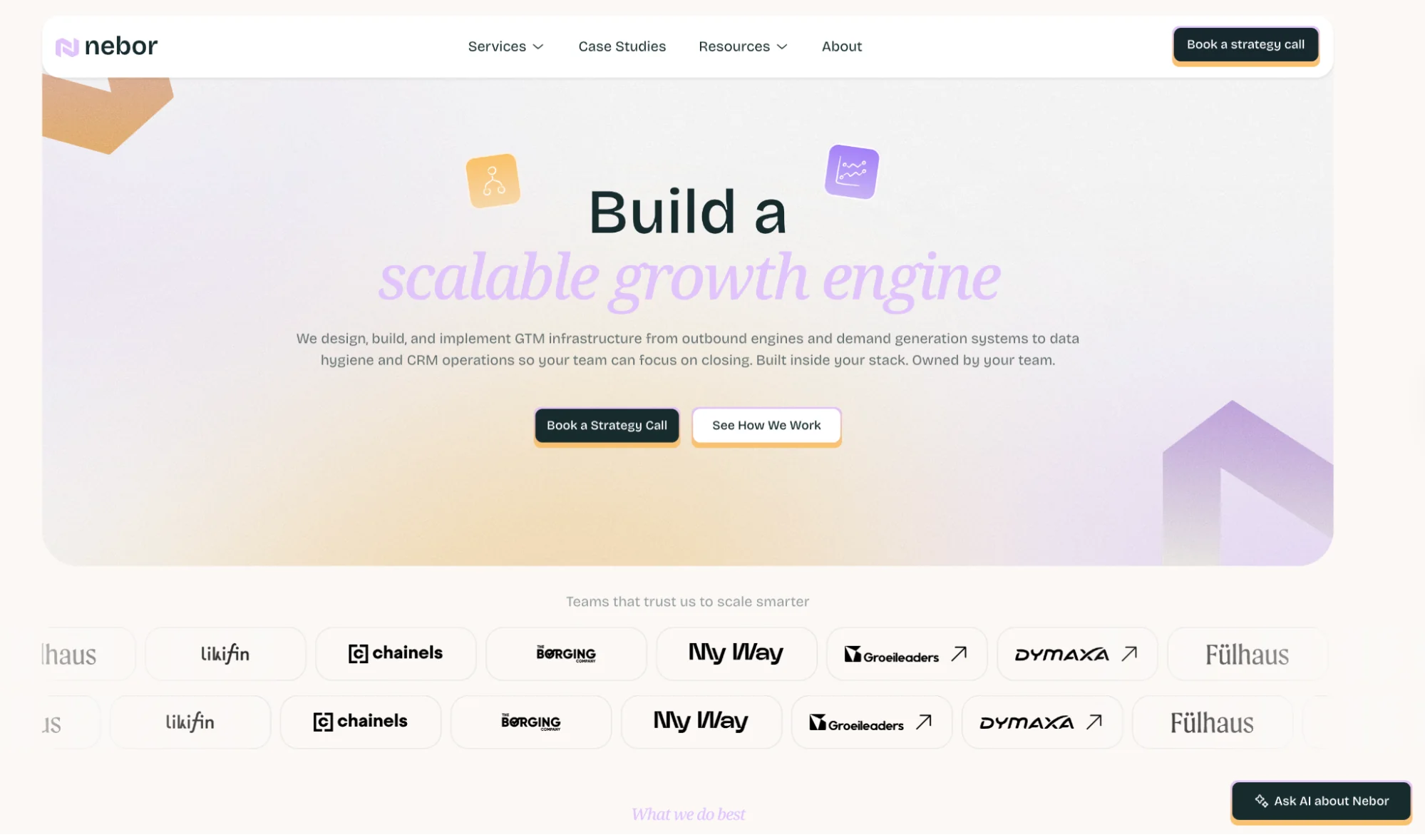 Nebor homepage: B2B GTM systems and sales automation agency