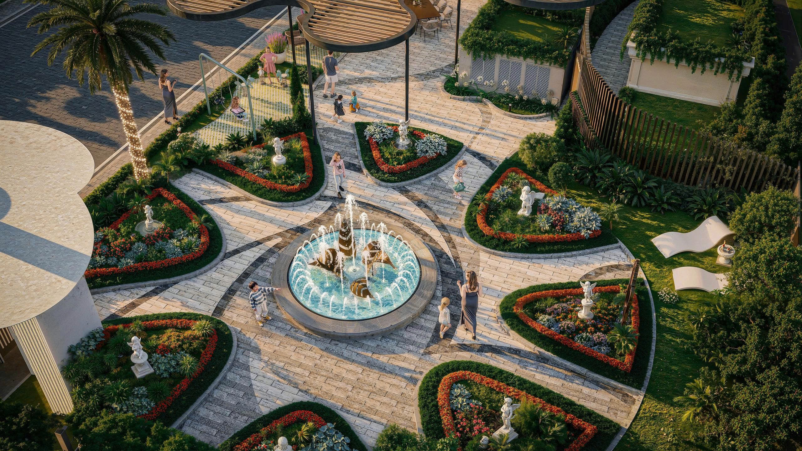 Charming red house on a tiny island with a wooden pier, surrounded by calm water, boats, and lush greenery under a blue sky.