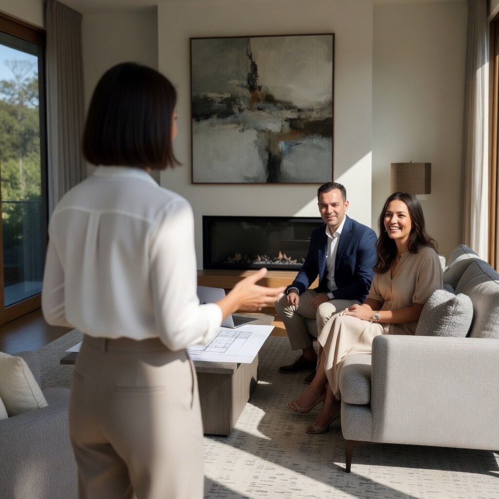 real estate agent presenting plan