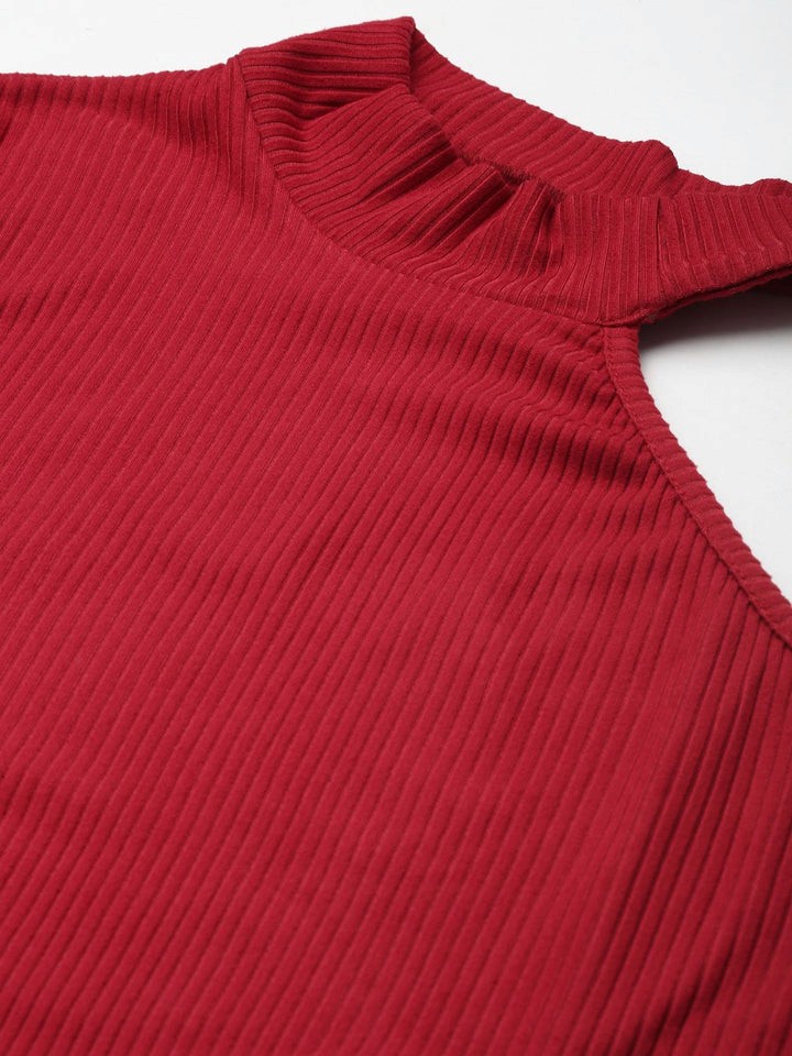 SASSAFRAS Red One Shoulder Top