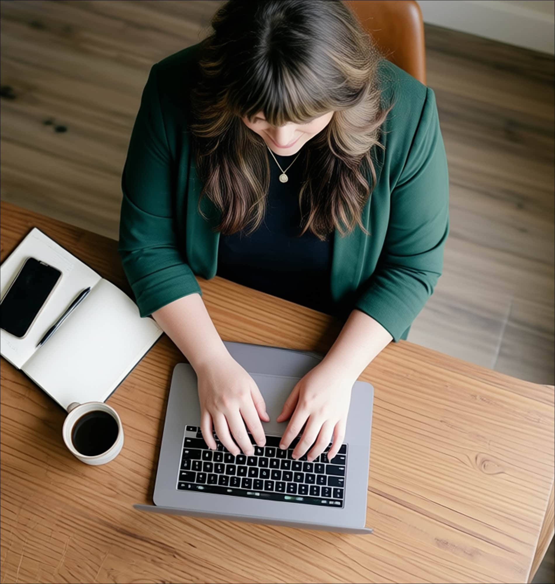Professional woman working on laptop during HR consultation