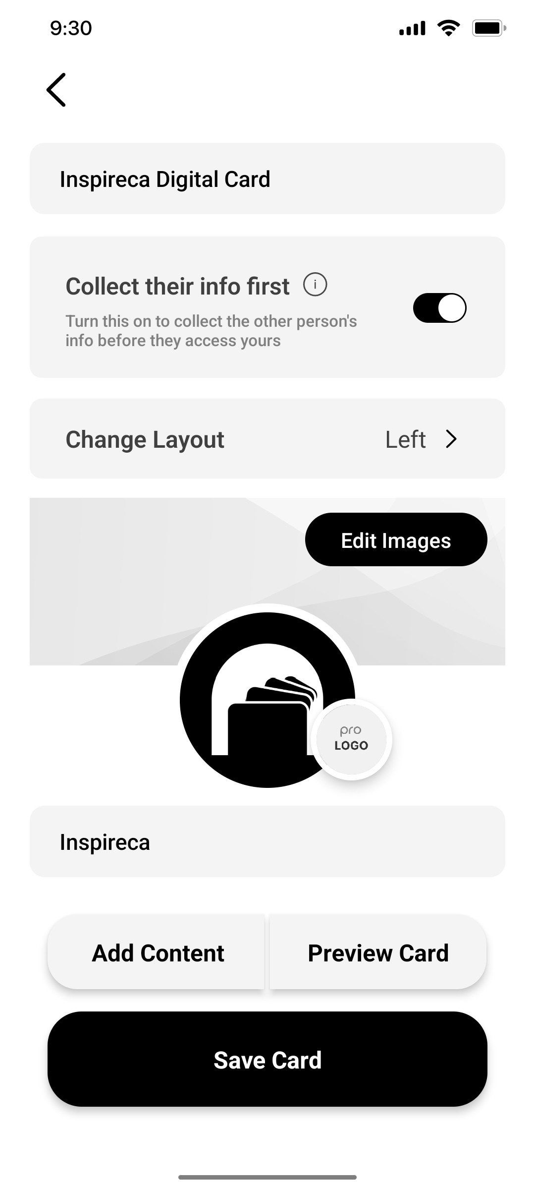 Popl Save Card Screen