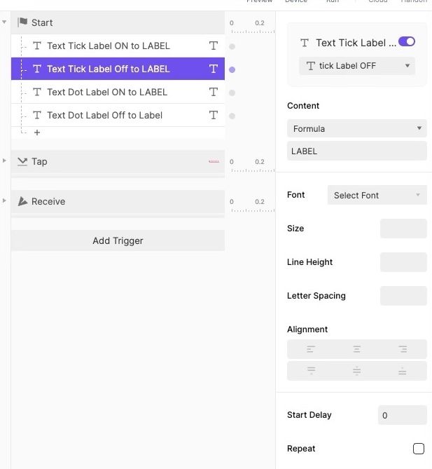 Populate labels on start