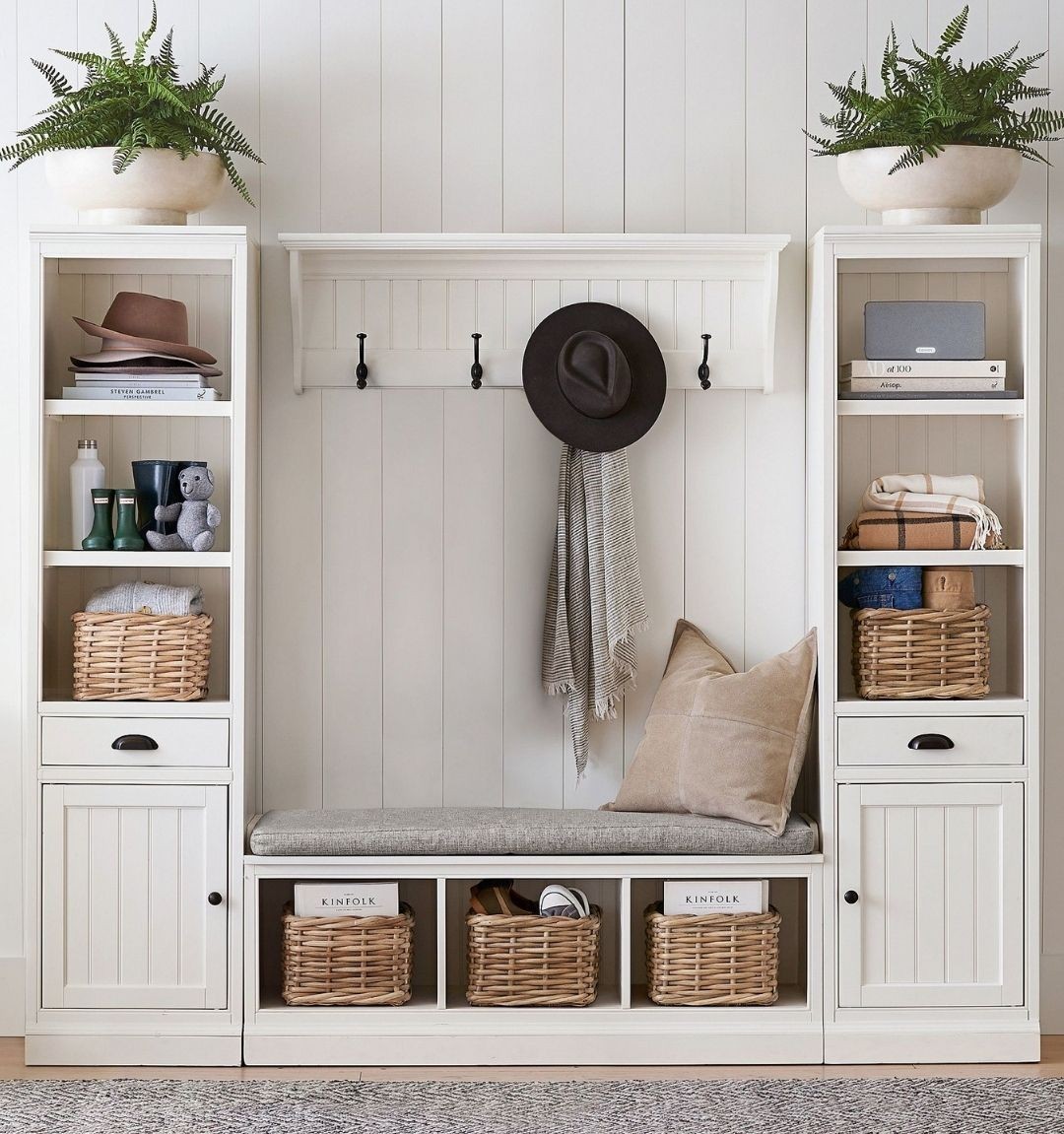 Hall Tree Mudroom Storage with Baskets