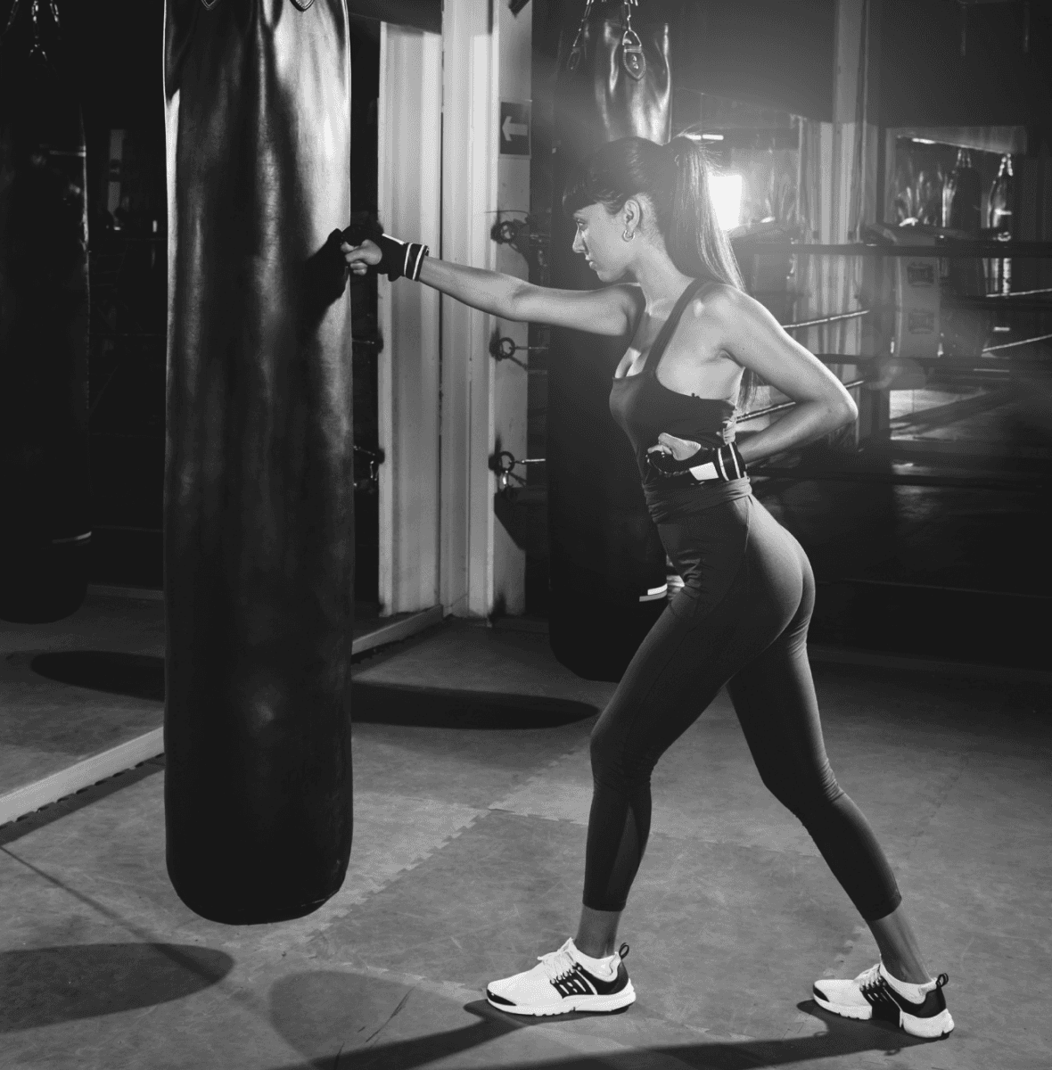 woman practicing boxing