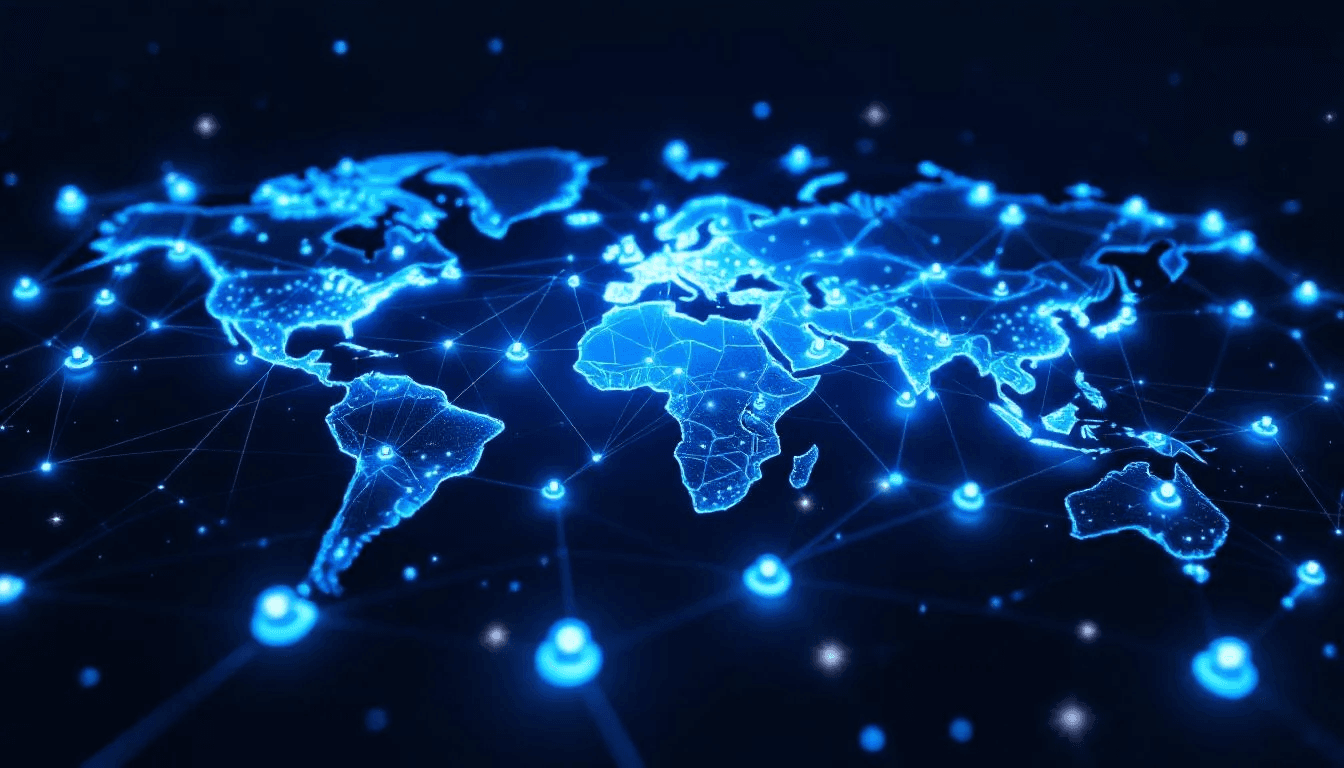 The image depicts a global network of lightning network nodes interconnected by payment channels, illustrating how lightning payments facilitate multiple off-chain transactions. This decentralized network enables users to transact quickly and cost-effectively, showcasing the innovative solutions for enhancing the scalability of the Bitcoin network.