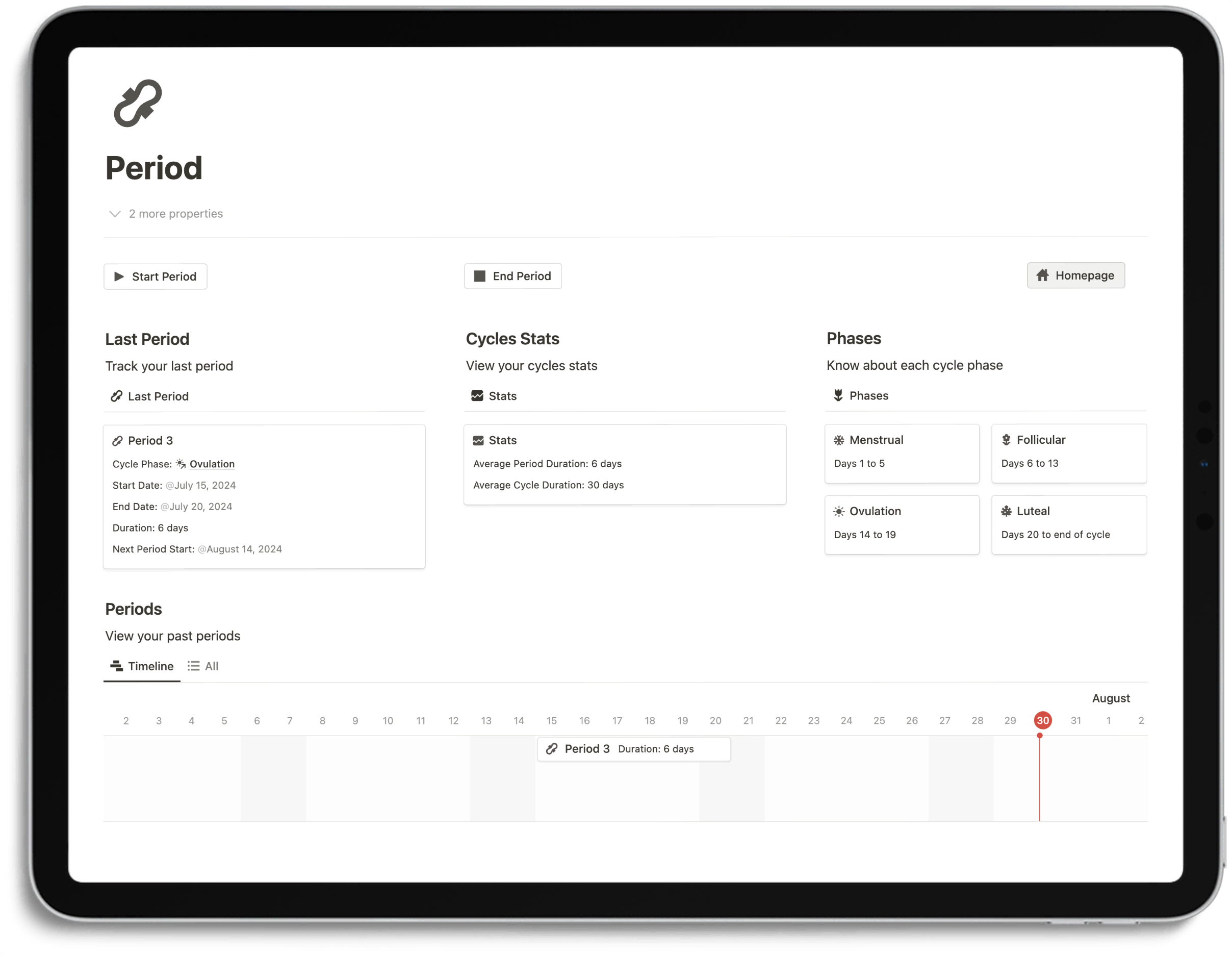 Notion Optimal Health System - Period