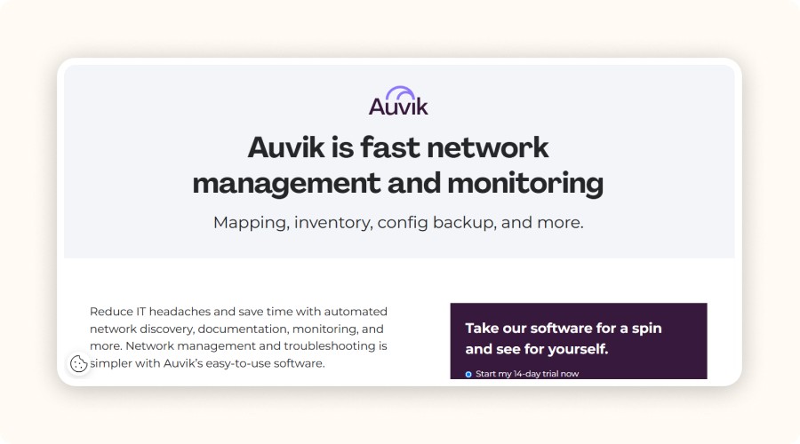 Auvik’s homepage