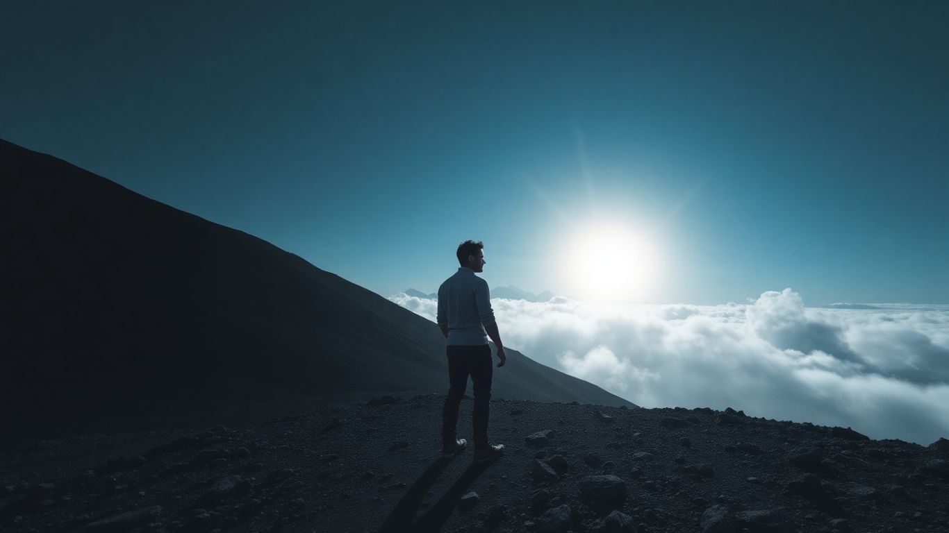 Person at crossroads choosing a difficult path to success.