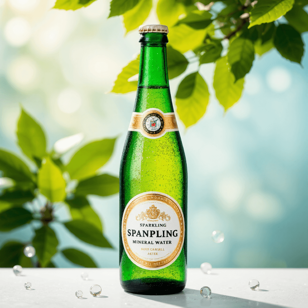 product photography of a bottle of sparkling mineral water