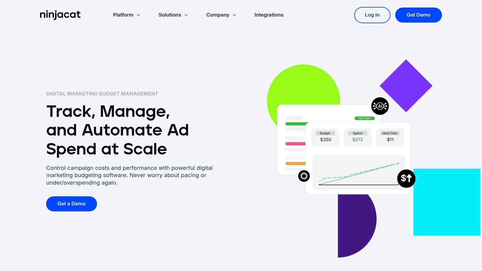 The Shape dashboard showing PPC budget pacing across multiple client accounts, with spend projections and alerts.