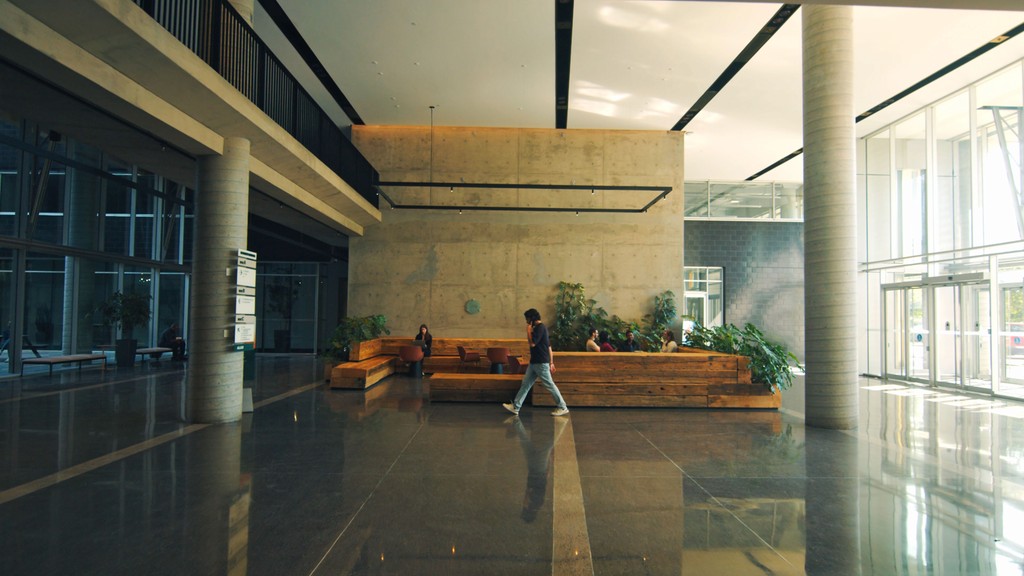 women with white hair posing towards right