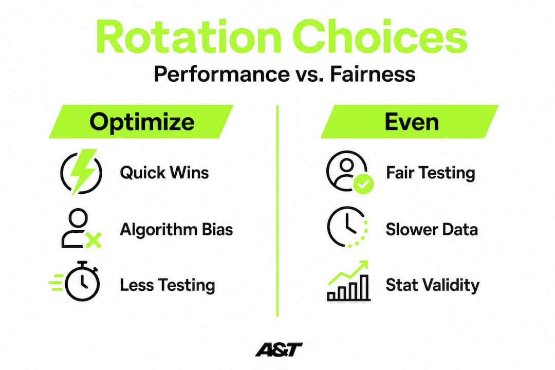 Infographic comparing optimize and even ad rotation